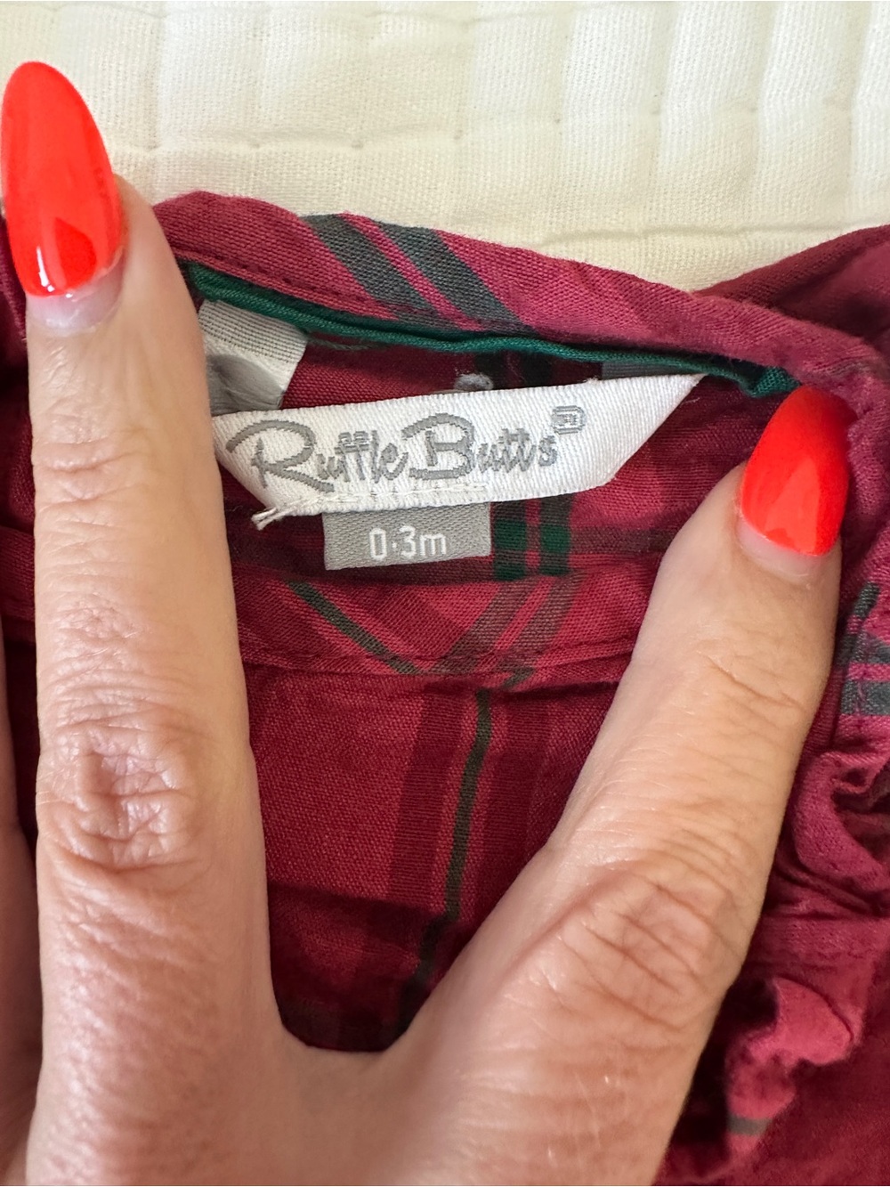 Ruffle Butts Raspberry Plaid Ruffle-Front One-Piece - Picture 4 of 4